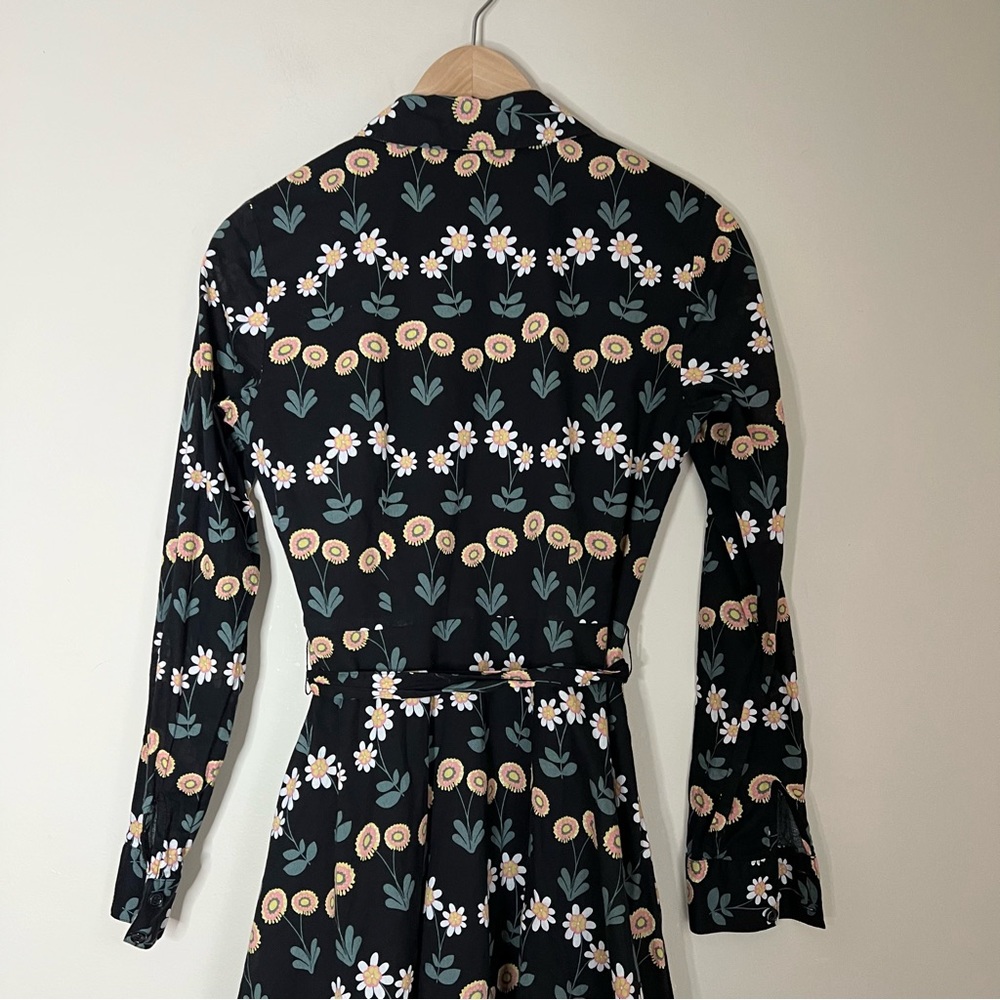 BODEN KITTY SHIRT DRESS BLACK FLORAL SIZE 2 - Picture 10 of 12